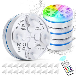 AquaGlow™ Submersible Pool Light — 13 Colors, Remote Control, IP68 Sealed