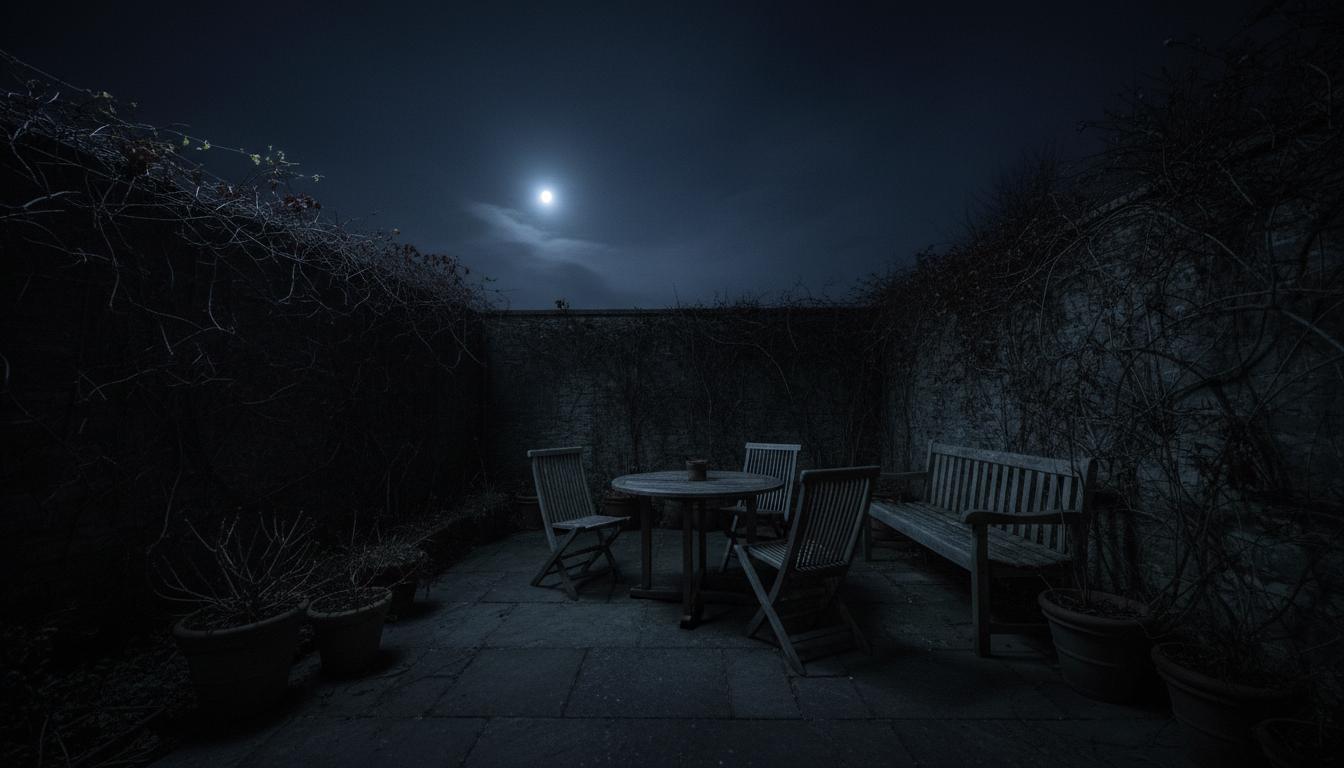 Garden before — dark